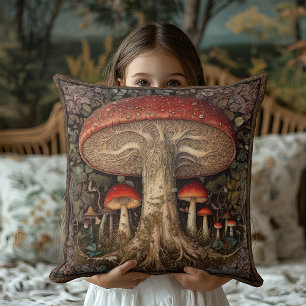 Woodland Red Spoted Mushroom Cottagecore Rustic Kudde