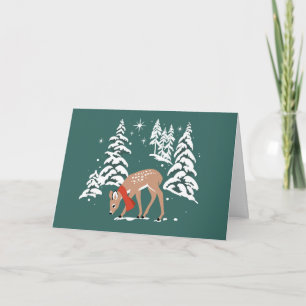 Woodland Reindeer i Winter Helgkort