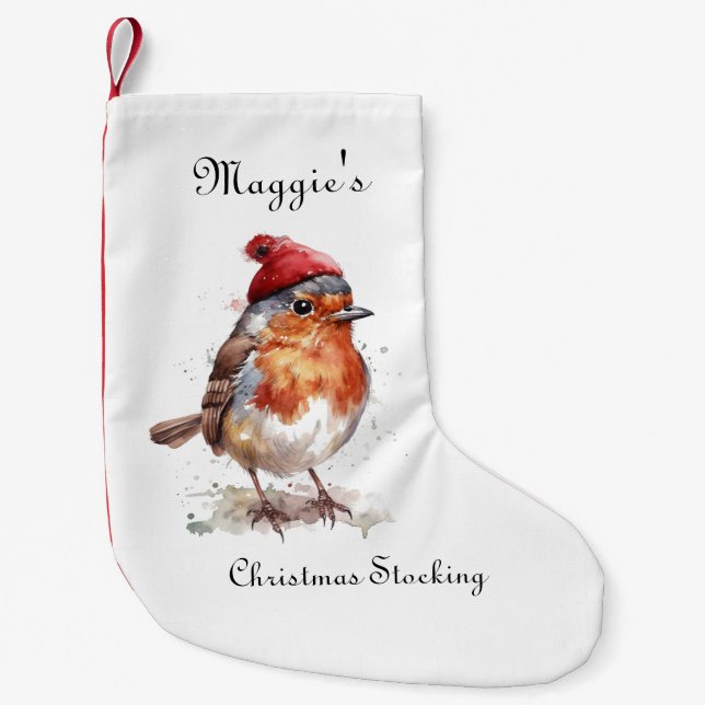Woodland Robin Mantel Tradition Liten Julstrumpa (Framsidan)