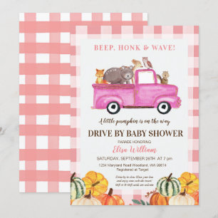 Woodland Rosa Lastbil Drive by Baby Shower Inbjudningar