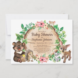 Woodland Rustic Animal Gender Neutral Baby Shower Inbjudningar