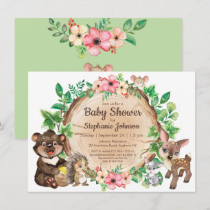 Woodland Rustic Animal Gender Neutral Baby Shower Inbjudningar