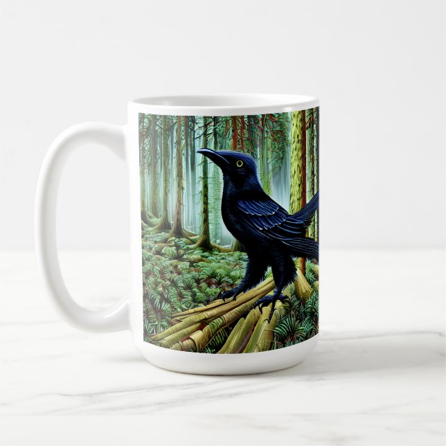 Woodland Rustic Black Raven Kaffemugg (Vänster)