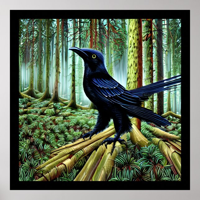 Woodland Rustic Black Raven Poster (Framsidan)