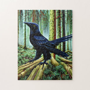 Woodland Rustic Black Raven Pussel