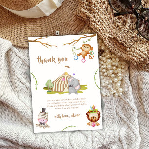 Woodland Safari Animal Circus Baby Shower Tack Kort