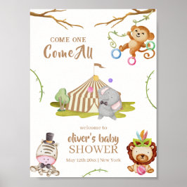 Woodland Safari Animal Circus Baby Shower Välkomme Poster
