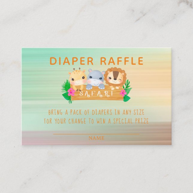 Woodland Safari Animals Diaper Raffle Visitkort (Framsida)