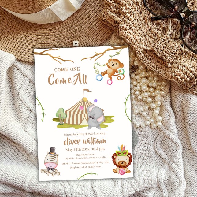 Woodland Safari Carnival Circus Baby Shower Inbjudningar (Woodland Safari Carnival Circus Baby Shower Invitation)
