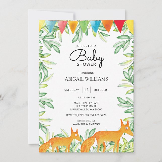 Woodland Safari Fox Mor & Baby Baby Shower Inbjudningar (Framsida)