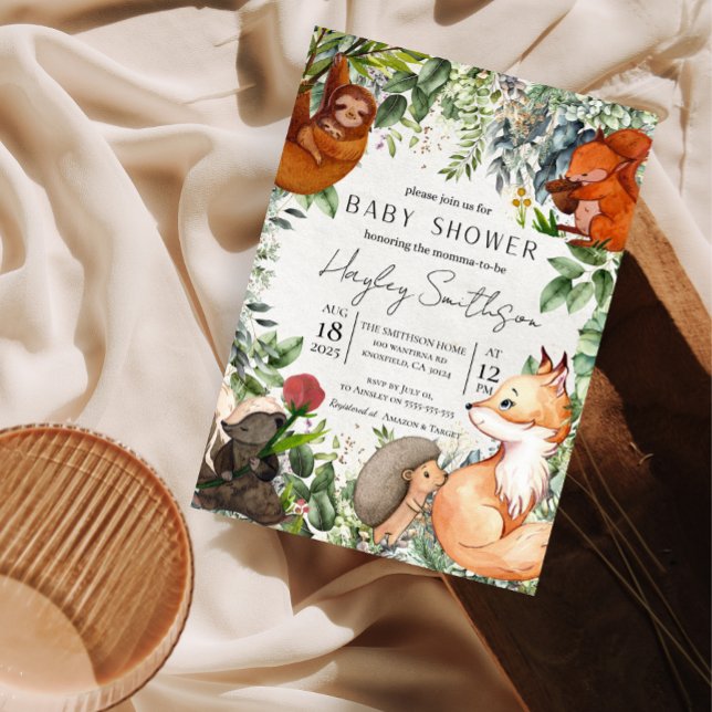 Woodland Safari Zoo Animals Theme Baby Shower Inbjudningar (Skapare uppladdad)