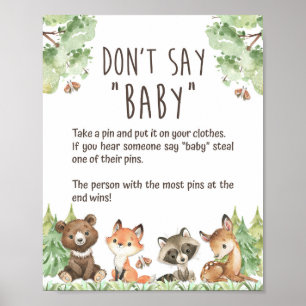 Woodland Säg inte babyskylt för babyskor Poster
