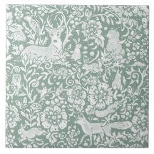 Woodland Sage Grönt Forest Animals Hjort Fox Rabbi