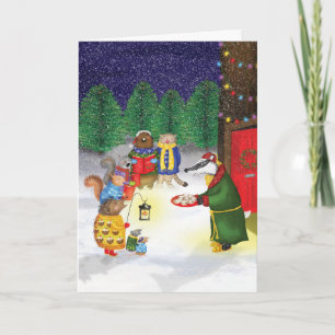 Woodland sång sångare, traditionellt julkort kort