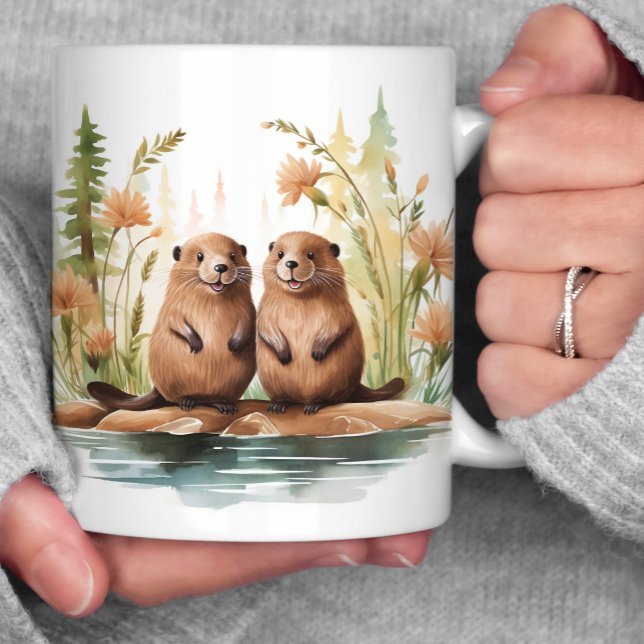 Woodland Scene 2 Beavers Wetland Kaffemugg (Skapare uppladdad)