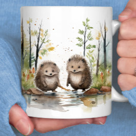 Woodland Scene Lycklig Wetland Porcupines Kaffemugg