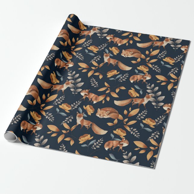 Woodland Scene Seamless Mönster Presentpapper (Utrullad)