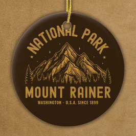 Woodland Scenery of Mount Rainier National Park Julgransprydnad Keramik