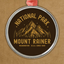 Woodland Scenery of Mount Rainier National Park Julgransprydnad Metall