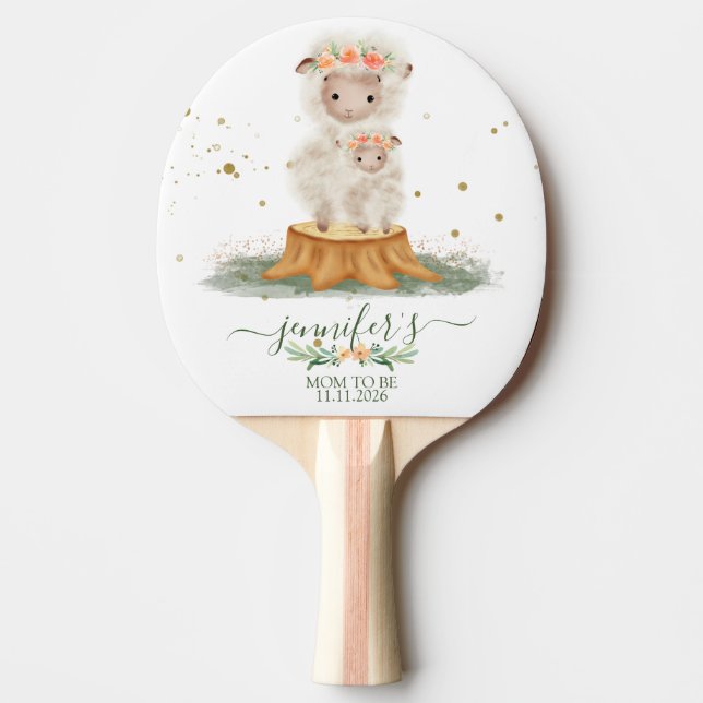 Woodland Sheep Mom To Be Baby Shower Pingisracket (Framsidan)