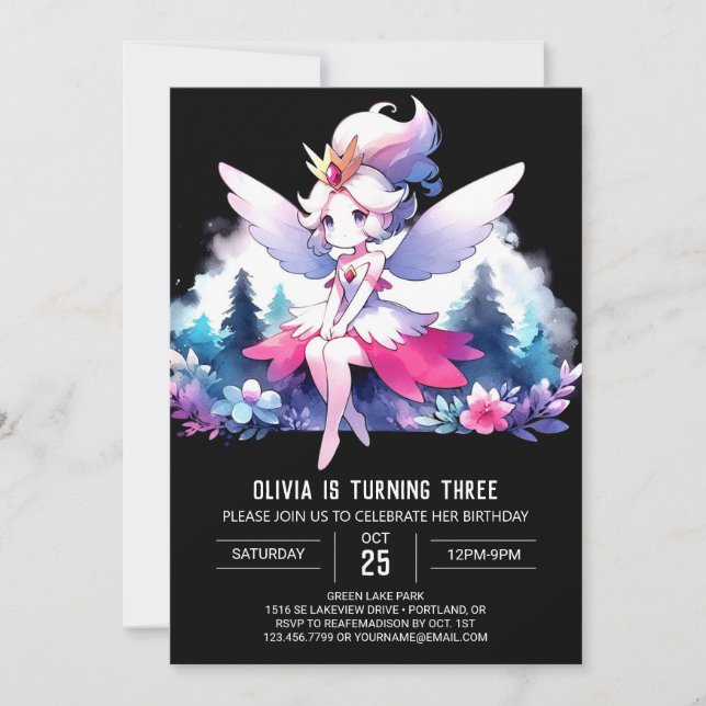 Woodland Simple Fairy Birthday Inbjudningar (Framsida)