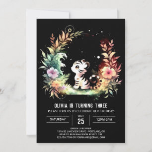 Woodland Simple Tiger Birthday Inbjudningar