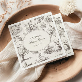 Woodland Sketch Allover Print Baby Shower Pappersservett