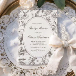 Woodland Sketched Allover Print Baby Shower Inbjudningar