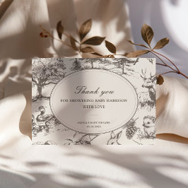 Woodland Sketched Allover Print Baby Shower Tack Kort