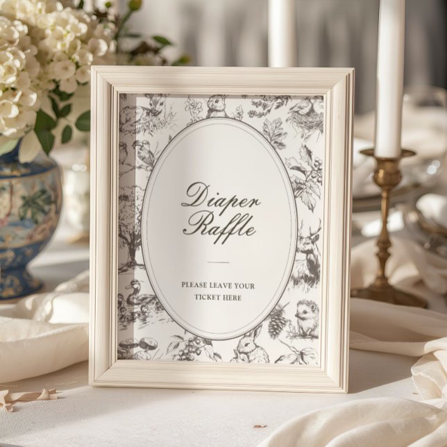 Woodland Sketched Baby Shower Diaper Raffle Poster (Skapare uppladdad)