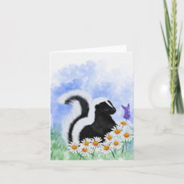 Woodland Skunk in Daisy Meadow Small Greeting Card Tack Kort