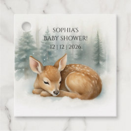 Woodland Sleeping Baby Deer Winter Baby Shower Gåvor Etiketter