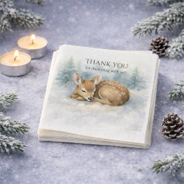 Woodland Sleeping Baby Deer Winter Baby Shower Pappersservett