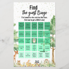 Woodland sött djur Babydusch Bingo-spel