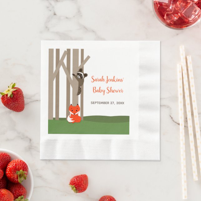 Woodland Spädbarn Baby Shower Pappersservett (Insitu)