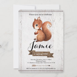Woodland Squirrel, första födelsedagsinbjudan Inbjudningar