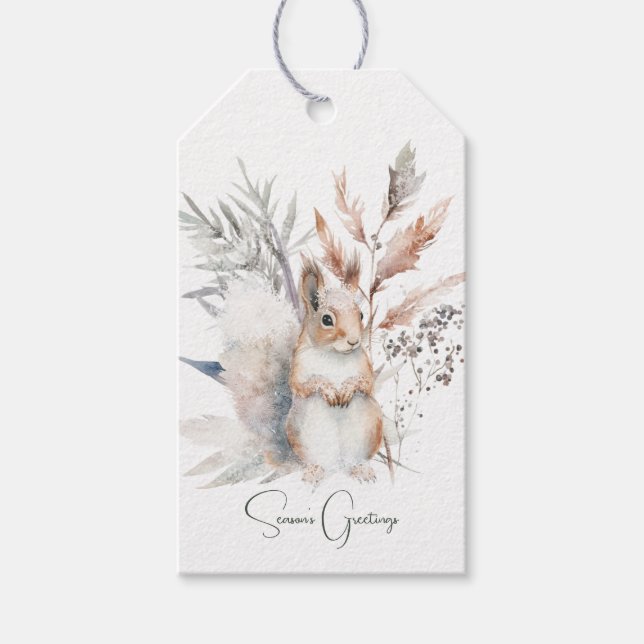 Woodland Squirrel jul Presentetikett (Framsidan)