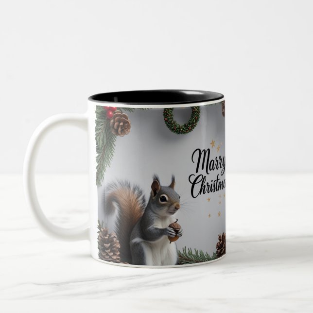 Woodland Squirrel jul Två Tone Mugg (Vänster)