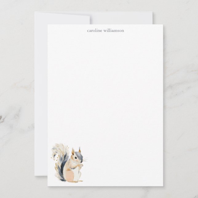 Woodland Squirrel Nature Personalized Stationery Anteckningskort (Framsida)