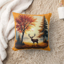 Woodland Stag Hjort Cushion Cover, Cottage Decor