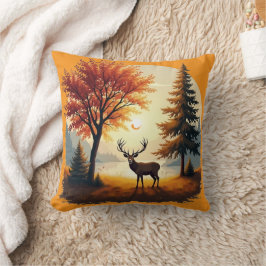 Woodland Stag Hjort Cushion Cover, Cottage Decor Kudde
