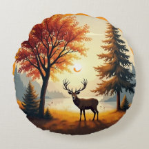 Woodland Stag Hjort Cushion Cover, Cottage Decor