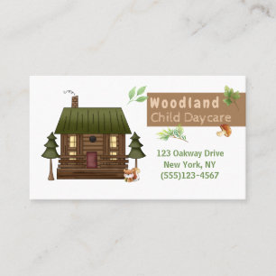 Woodland Stil Cabin Child Daycare Service Visitkort