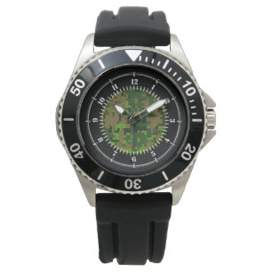 Woodland Stil Grönt Digital Camouflage Watch Armbandsur