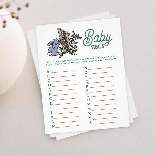 Woodland Storybook ABCs Baby Shower Party Game Reklamblad (Baby ABCs Woodland Storybook Baby Shower Activity)