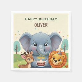 Woodland Storybook Animals Happy Birthday Pappersservett