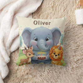 Woodland Storybook Animals Personalized Birthday Kudde