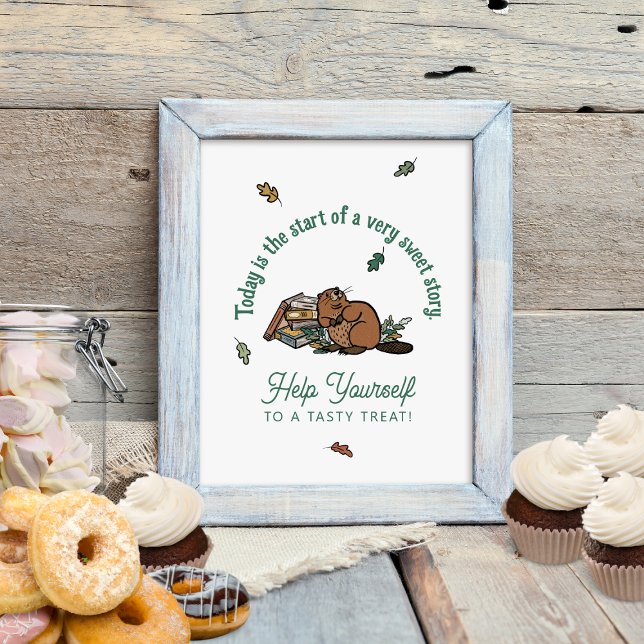 Woodland Storybook Baby Shower Dessert Bord-tecken Poster (Woodland Baby Shower Dessert Table Sign)