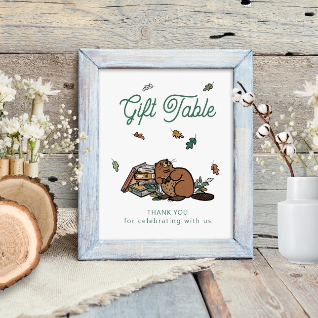 Woodland Storybook Gift Bord Sign Poster (Woodland Storybook Baby Shower Gift Table Frameable Sign)