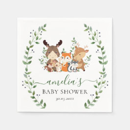 Woodland Sweet Greenery Botanical Forest Animal Pappersservett